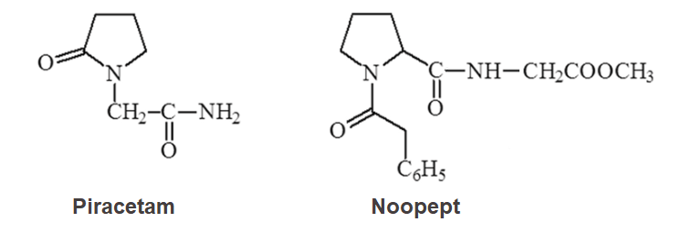 piracetam noopept molecular structures